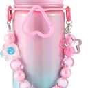 Mininoo Kids Water Bottle for School - 16 oz Stainless Steel Insulated Water Bottle with Ceramic-Lined, Leakproof Straw Lid & Beaded Handle for Girls & Boys