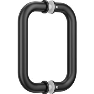 Ranbo Matte Black 6" CTC Tubular Back-to-Back Shower Door Handle3/4" Diameter Pull Handles with Metal Washers, for 1/4"- 1/2" Thick Glass and 1-3/8" - 2-1/6" Thick Wooden or Metal Doors