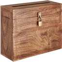 Eximious India Wedding Card Box with Lock and Card Slit 12"X10"X4.5"- Distressed Gift Wishing Well Card Box for Weddings, Receptions, Birthdays, Graduations, Baby Showers, Honeymoon Funds (Burnt)