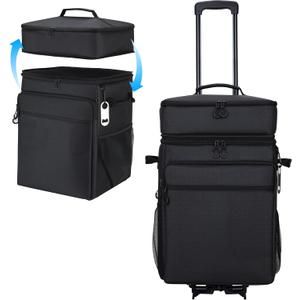 Rolling Cooler with Wheels, 80-Can Leakproof Portable Soft Cooler | Collapsible Insulated Rolling Cooler Bag on Wheels and Handle for Beach Picnic Camping Grocery Shopping