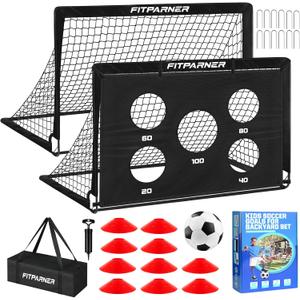 Soccer Goal,Backyard Soccer Goals for Kids 2 Pack,4x3/6x4 FT Portable Toddler Soccer Nets with Target,Ball & Cones,Soccer Training Equipment for Kids Youth Outdoor Games,Sports,Play