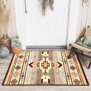 Western Entryway Rug 2x3, Non-Slip Small Area Rugs for Kitchen Entry Hallway Porch Front Door, Washable Throw Rugs with Rubber Backing, Warm Beige