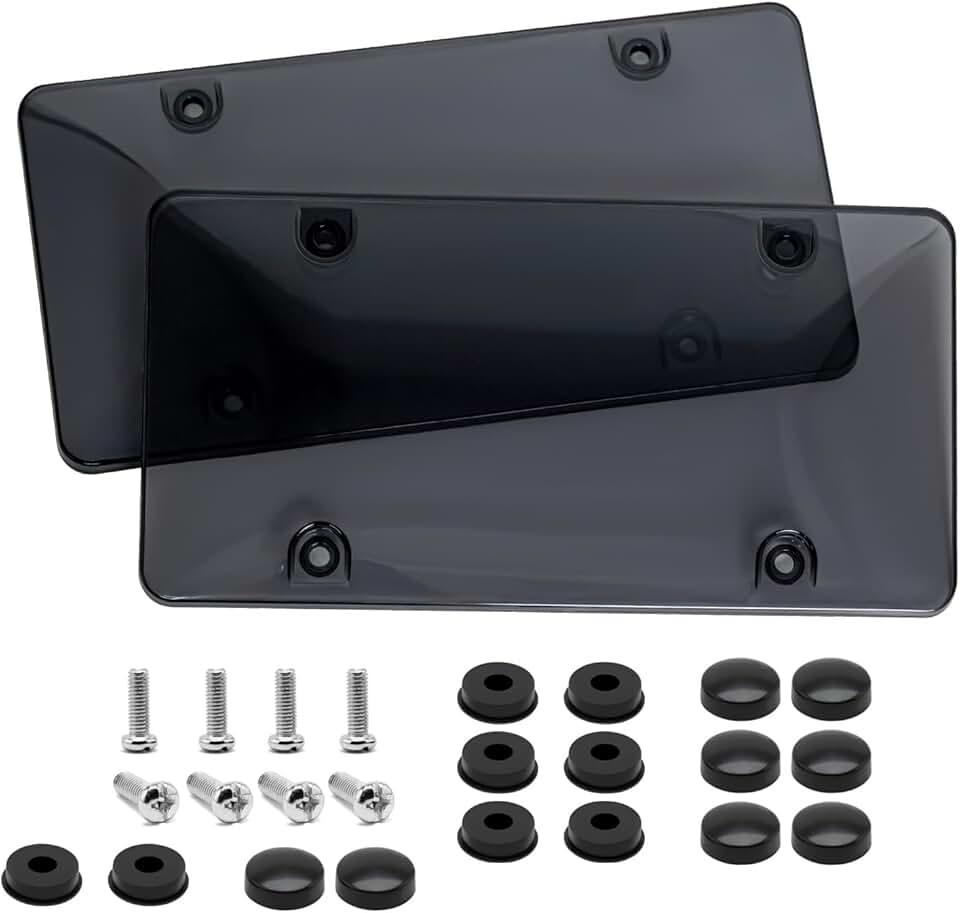 2 Pack License Plate Holder, License Plate Protector, ABS Car Front/Rear License Plate Frame with Screws Caps, Fit Any Standard US Plates