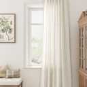 Guken Natural Cream Linen Curtains 84 inches Long for Living Room Bedroom 1 Panel Back Tab Privacy Semi Sheer Boho Farmhouse Light Filtering Window Curtain 84 Inch Length Ivory Off White Linen Drape