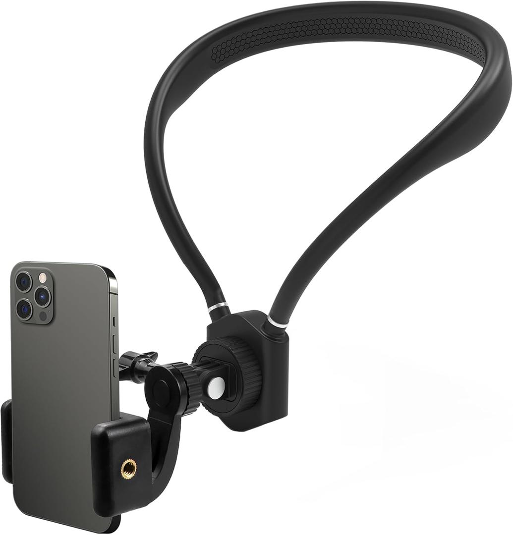 Neck Mount for Phones, Neck Cell Phone Holder POV/Vlog Selfie Mount Hand Free Phone Neck Holder Chest Stand Strap Video Recording for iPhone 16 15 14 13 12 Seires Android Phones (Black) Neck Mount for Phones, Neck Cell Phone Holder POV/Vlog Selfie Mount Hand Free Phone Neck Holder Chest Stand Strap Video Recording for iPhone 16 15 14 13 12 Seires Android Phones (Black)