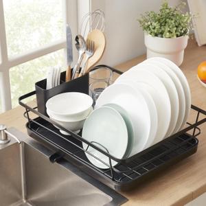 Dish Drying Rack 3 Piece Dish Drainer with Drainboard Set for Kitchen Counter  Kitchen Dish Rack with Removable Utensil Holder & Swivel Spout for Countertop  DishRack for Plates, Cups & Organization