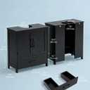 Bathroom Vanity Sink Cabinet, Under Sink Storage Cabinet with 2 Doors, Waterproof Pedestal Sink Cabinet for Bathroom, Laundry Room, Kitchen, Black with Drawer