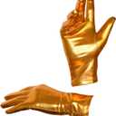 Seeksmile Adult Unisex Shiny Metallic Spandex Gloves Halloween Cosplay Costume Hand Accessories (Gold-10)
