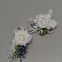 Wrist Corsage Wristlet and Boutonniere for Wedding Bridesmaid Mother Grandmother for Bridal Shower Wedding Artificial Roses Flower Prom Set of 2 (White)