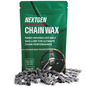 Hot Melt Bike Chain Wax, 500 g Melt Inside Boiler Bag to Lubricate Chain with No Mess - Protects Chain, Reduces Friction, Chain Lube with Paraffin Wax, Nano Tungsten Disulfide for Smooth, Quiet Rides