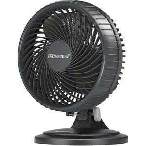 HOLMES BLIZZARD 7" Table Fan, 2 Speeds, 3 Blades, 85 Oscillation, 20 Adjustable Head, Home, Bedroom and Office, Charcoal Matte
