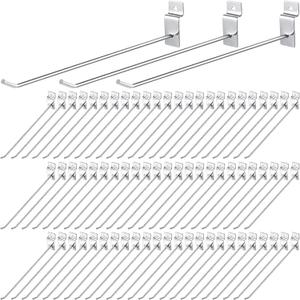 Moxweyeni 100 Pcs Heavy Duty Slatwall Panel Hooks Hanging Metal Slat Wall Hanging Hooks Silver Slat Wall Hanger Commercial Grade Slatwall Pegs Accessories for Shop Retail Display (11.8inch)