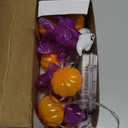 Halloween Lights, 16.4FT 30 LED Pumpkin Bat Ghost Battery Operated Orange and Purple String Lights Strobe 8 Lighting Modes Timer Fairy Indoor Outdoor Window Front Porch Decor Party Decorations