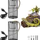 Reptile Heat Lamp Guard with Anti-Bite Brass Ceramic Emitter Basking Heater Lamp Holder,Radiant Heat Panel Reptile Holder Accessories for Turtles Chicks Lizard Snake Bulb Not Included (2Packs)