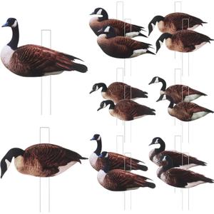 CroBlissful Goose Silhouette Decoys with Metal Stakes Goose Motion Decoys Set Outdoor Hunting Silhouette Stackable Realistic Vivid Easy to Carry for Field Pond