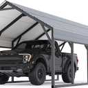 12 x 26 FT Metal Carport, Heavy Duty Carports Reinforced Frame and Steel Roof, All-Weather Shelter Canopy for Pickups, Boats, Cars, and Tractors