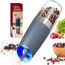 CIRCLE JOY Gravity Electric Pepper Grinder Salt Grinder Pepper Griner Mill Electric with LED Light, Battery Operated, Adjustable Coarseness, Washable 135ml Container, Blue