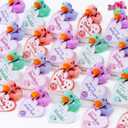 JOYIN 36 Pcs Valentines Day Mini Rubber Ducks with Cards for Kids, 4 Colors Duckies Bath Toys with 4 Card Designs for Classroom Exchange Prizes, Valentine Party Favors Toys
