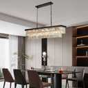 Black Crystal Chandeliers for Dining Room，18-Lights L46 Inch