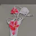 SEGT Women's 2 Piece Floral Print Halter Neck Tie Bikini Set Triangle String Thong Swimsuit Summer Bathing Suits for Women, Size S (White Red)