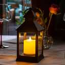Vintage Lantern Decorative LED Flickering Flameless Candle with Timer, Battery Powered LED Decorative Hanging Lanterns for Indoor Outdoor Garden Yard Home Decor(4 Pack)