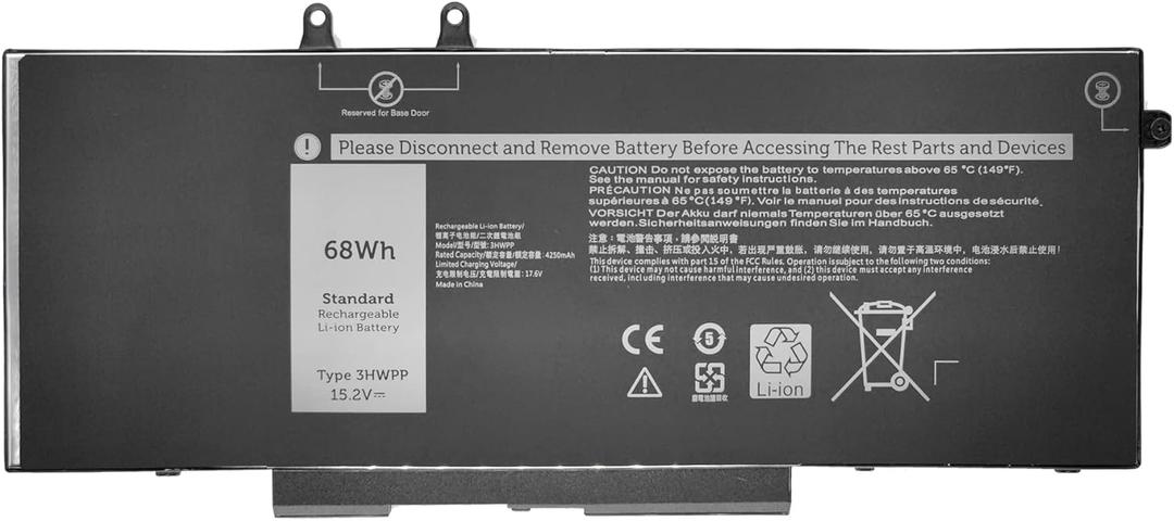 3HWPP 15.2V 68Wh Replacement Battery Compatible with Dell Latitude 5401 5410 5411 5501 5510 5511 Precision 3541 3551 Series Laptop 03HWPP 10X1J N2NLL 1VY7F 01VY7F