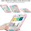 SEYMAC stock Case for iPad (A16) 11th/10th Generation 11''/10.9'' 2025/2022, Full-Body Drop Protection Case with Screen Protector &360 Rotate Hand Strap/Stand, Yellowish+Pink