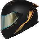 HAX Obsidian Full Face Dual Visor Adult Motorcycle Helmet for Motorbike Street Bike with Pinlock Ready DOT Approved Matte Black Gold L (Black, L)