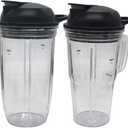 Replacement Juicer personal jar 24ozcup and 24oz handle cup with to go lid, Compatible with NutriBullet Blender Combo/PRO 1000/ Select Blender (4, 1 * 24oz cup+1 * 24oz handle cup+2*lid)