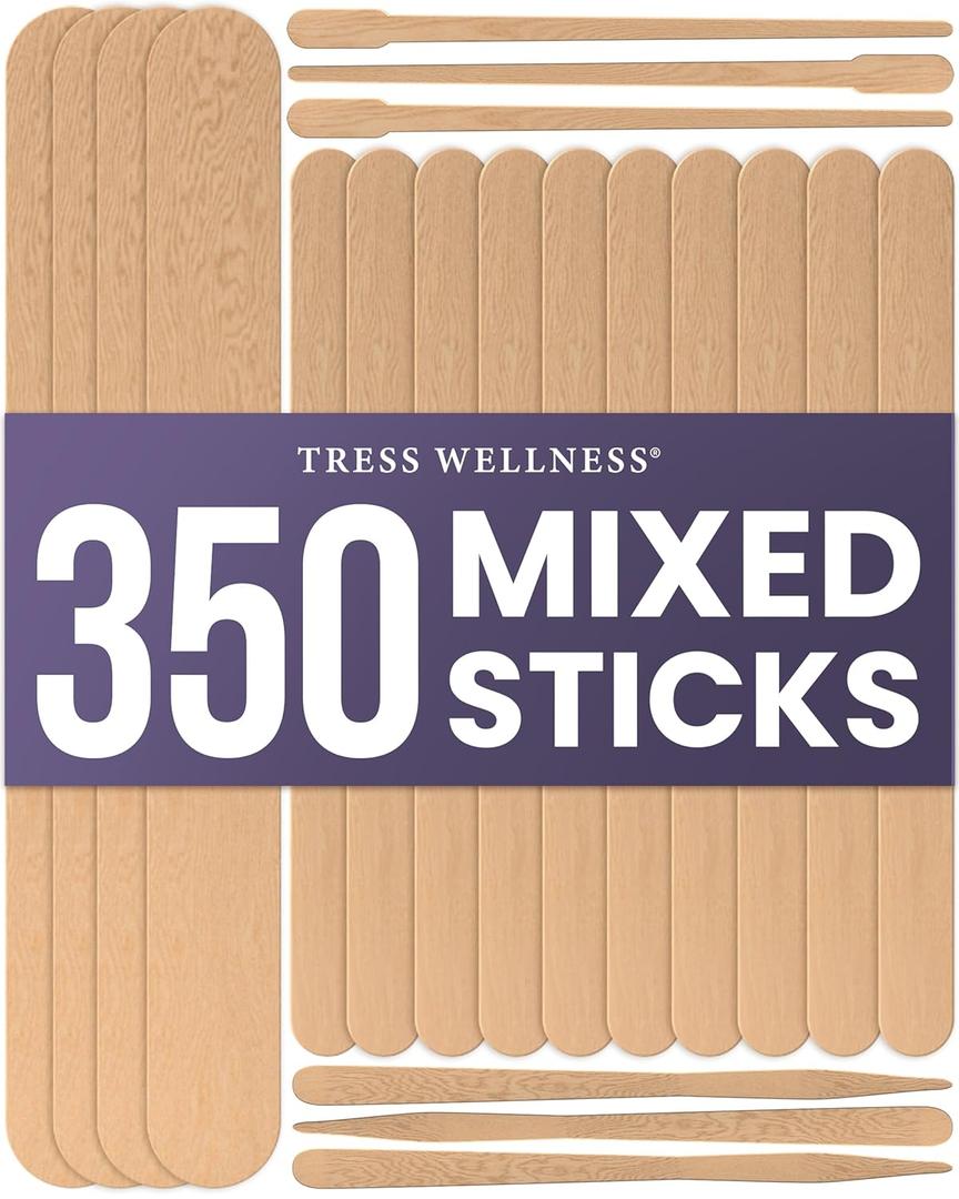 Tress Wellness 350 Wooden Sticks Mixed Pack, 350 Mixed Waxing sticks 4-style-wooden-waxing-sticks