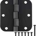 24 Pack Matte Black Door Hinges 3.5 x 3.5 Inch Interior 3 1/2 Inch Door Hinges for Doors Rounded 5/8" Radius Corners Flat Iron Hinge 3 "x 3 " Door Hardware Bisagras para Puertas Bedroom Home Decor
