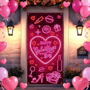 VitalCozy Galentine's Door Cover 72 x 35 Inch Happy Galentine's Day Door Banner Gals Valentine's Day Indoor Outdoor Decorations Bachelorette Party Ladies Celebration Party Favor(Stylish)