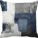 Emvency Decorative Throw Pillow Covers Cases Gray Contemporary Blue and Grey Abstract Painting Interior Lines Modern Office Rectangle Squares 16x16 Inches Pillowcases Case Cover Cushion Two Sided