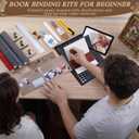 FOGWOWO 145Pcs Book Binding Kits for Beginners,Complete Bookbinding Kit Tools Materials with Instructions and Video Tutorials,Bookbinding Supplies Book Making Kit with A5 Paper Awl for DIY Crafts