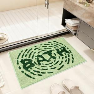Green Non-Slip Bathroom Rug, Soft Absorbent Bath Mat, Machine Washable and Quick-Drying, Perfect for Bathtub, Bedroom, Shower, and Living Room, 20" x 32"