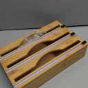 3 in 1 Wrap Organizer with Cutter and Labels, Plastic Wrap, Aluminum Foil and Wax Bamboo Dispenser for Kitchen Storage Organization Holder