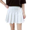 Hoerev White Halloween Cosplay Plaid Pleated Skater Tennis School Uniform Skirt with Lining Shorts,US 8