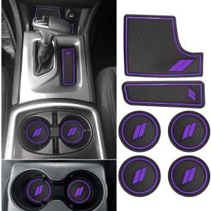 Auovo Anti dust Mats for Charger 2021 2020 2018 2017-2015 Accessories Custom Fit Cup Holder Liners Mats(24pcs/Set, Purple)
