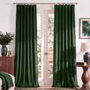 RYB HOME Olive Green Velvet Blackout Curtains, Fresh Modern Luxury Decor Thermal Insulated Privacy Protect Noise Reducing Drapes with Hook Belt for Nursery Office, 52" W x 84" L, 2 Panels Set