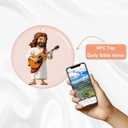 Inspirational NFC Christian Keychain with Scripture Card, Tap with Your Phone to Get Daily Bible Verse (Jesus Playing Guitar)