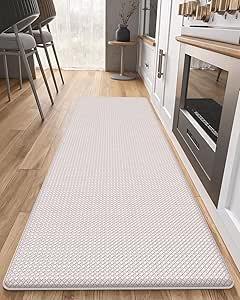 Color&Geometry Anti Fatigue Cushion Kitchen Mat for Floor -24"x59",Wide,Easy Clean, Water & Oil Proof, Anti Slip, Foam Rubber Runner Rug for Front Sink Comfort Standing,Floral White