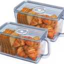 2 PCS Bread Box for Homemade Bread Airtight Bread Boxes for Kitchen Counter, Time Recording Bread Storage Container with Handle Grey