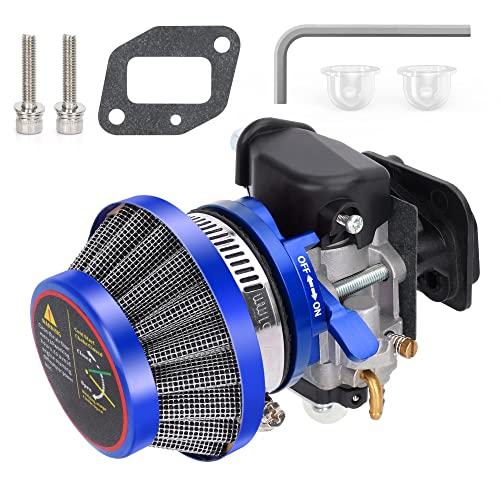 15mm Carburetor Upgrade Kit Air Filter Set Compatible with 2 Stroke 43cc 47cc 49cc Standup Gas Scooter ATV Quad Pocket Bike XG-550 BladeZ Moby X Blue