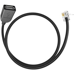 SYGGDERS RJ9 Male to USB Female Cable, 4P4C 4-pin with 30cm Circular Black Cable(Length: 30 Centimeters)
