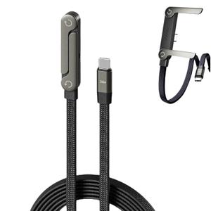 Sideways Phone Charger, 2 in 1 Invisible Holder Charger Cable, 240W Braided Fast Charge Cable with Built-in Phone Stand, 2026 New Foldable Durable USB-C Cord for Phone