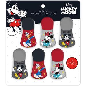 Disney Magnetic Chip Clips  Set of 6 Bag Clips for Food Storage - Mickey, Minnie, Lilo & Stitch, Winnie The Pooh  Durable Airtight Bag Chip Clips for Pantry & Fridge Use (Small)