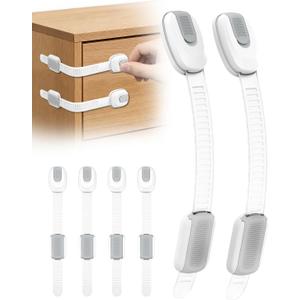 8 Packs Cabinet Locks Baby Proofing, Child Proof Cabinet Locks with 3M Adhesive, No-Drill Child Safety Cabinet Lock, Flexible for Drawer, Door, Fridge, Trashcan, Toilet Seat, Pantry