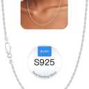  925 Sterling Silver Chain Necklace for Women, 2MM Rope Chains Silver Chain for Women Classic & Sturdy Women's Chains Necklace, Sterling Silver Necklaces 18 Inch