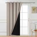 Yakamok 100% Blackout Lined Panels, Thermal Insulated Blackout Curtains for Bedroom, Heat Blocking Drapes for Living Room(70Wx84L, Natural, 1 Panel)