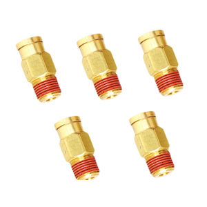 Push-to-Connect Pneumatic Fittings Set - 1/4" Tube OD x 1/8" NPT Male DOT Air Brake Line Fittings, 5pcs Brass Air Hose Quick Connect Fitting